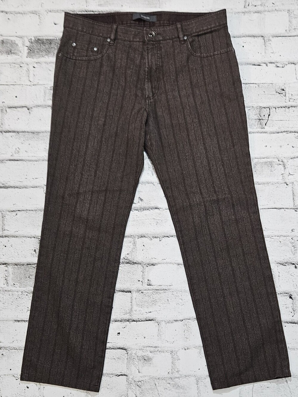 Bugatti Phoenix Brown Striped Jeans Mens Straight Leg Premium Pants
